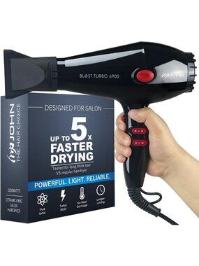 Professional Ionic Hair Blow Dryer 2200W, Turbo Blast, Fast Drying, Black